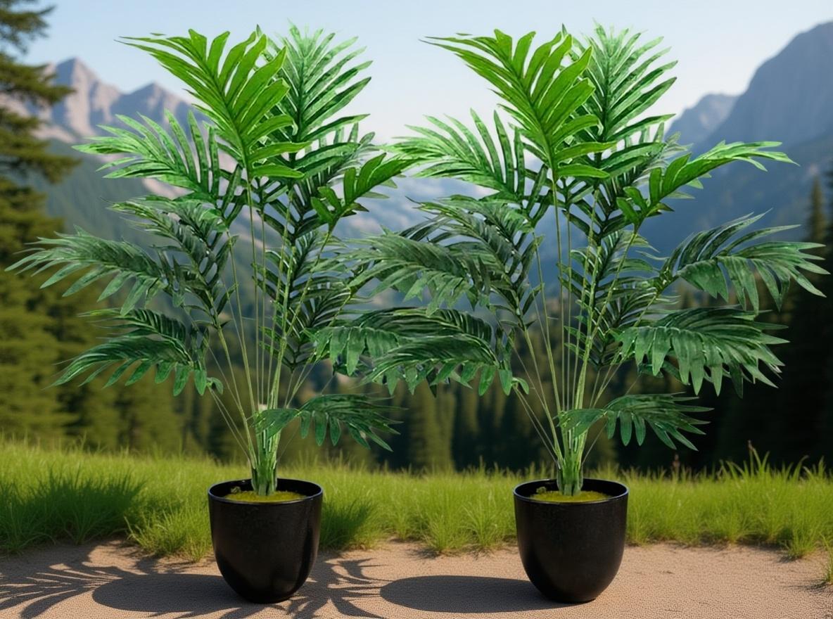 Dekorly Plastic Fake Plants Artificial Floor Plants Large Tropical Palm Tree Tall Monstera Plant in Pot Faux Plants for Indoor Outdoor Home (Areca | Black Pot)
