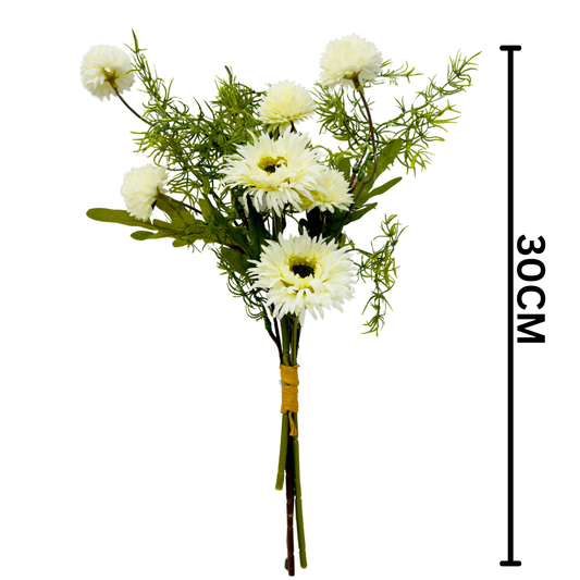Dekorly White Artificial Rose Bouquet | Real-Looking Rose Flowers, Mini Daisy Flower & Wild Grass Table Décor for Home, Living Room, Office & Vase Decoration
