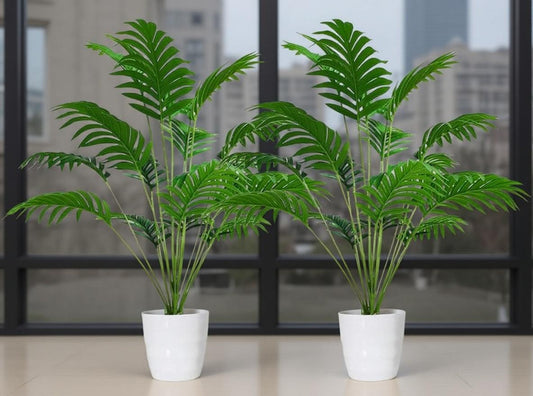 Dekorly Plastic Fake Plants Artificial Floor Plants Large Tropical Palm Tree Tall Monstera Plant in Pot Faux Plants for Indoor Outdoor Home (Areca | White Pot)