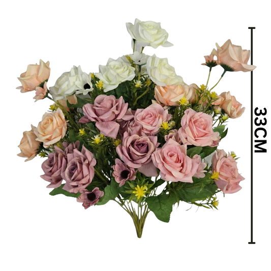 Dekorly Artificial Silk Flowers for Decoration Outdoors - Fake Faux Daisies Colorful Flowers Bouquets with Stems for Table Centerpieces Home Decor Indoor Outsides Arrangements Set of 4