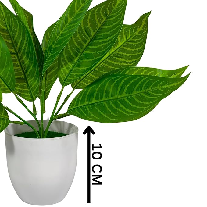 Dekorly Artificial Plant with Pot for Home Decor, Office Artificial Plant Arrangement for Farmhouse Bathroom Dining Table Decorations Restaurant Table Decor | Pack of 1 (Small26Patta-CoolPot)