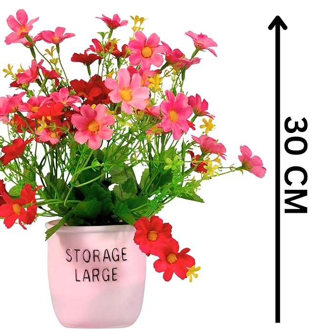 Dekoly Artificial Daisy Flower with Pot Fake Arrangements for Home Office Restaurant Table Decor Bedroom Living Room Bathroom Dining Room Tabletop Decor | Height : 30CM