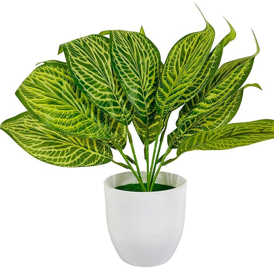 Dekorly Artificial Plant with Pot for Home Decor, Office Artificial Plant Arrangement for Farmhouse Bathroom Dining Table Decorations Restaurant Table Decor | Pack of 1 (Small26Patta-CoolPot)