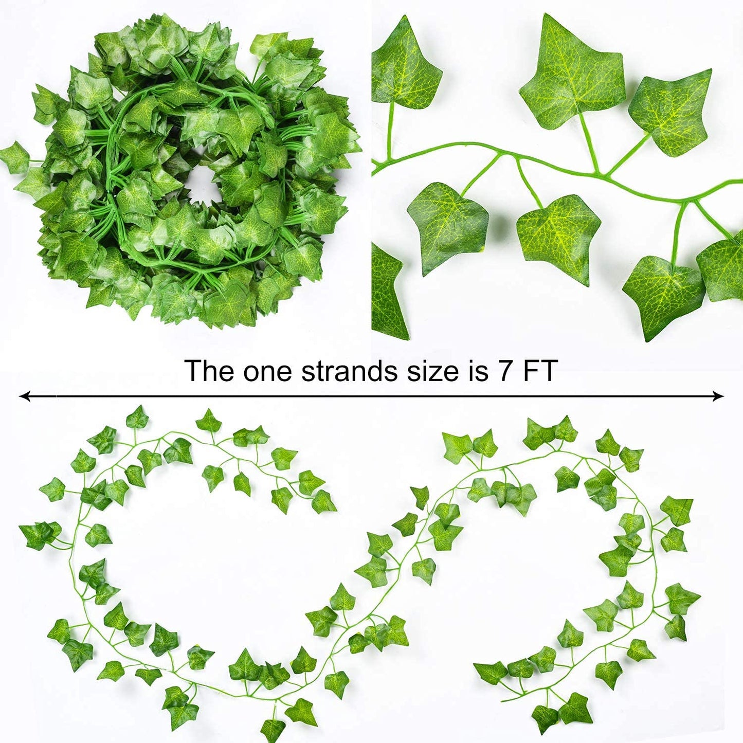 Dekorly Artificial Green Leaf Vine Money Plant Hanging, Artificial Ivy Leaves, Artificial Creeper Leaf Vine, Artificial Ivy Foliage, Ivy Wall Decor,Roof Decor | Each Plant 6 Feet (Green-B, 12)