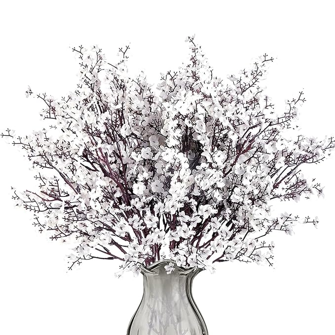 Dekorly Babys Breath Artificial Flowers Gypsophila Bouquets Bulk Real Touch Fake Silk Flowers for Home Wedding DIY Floral Arrangement Kitchen Table Centerpiece Festival Decoration