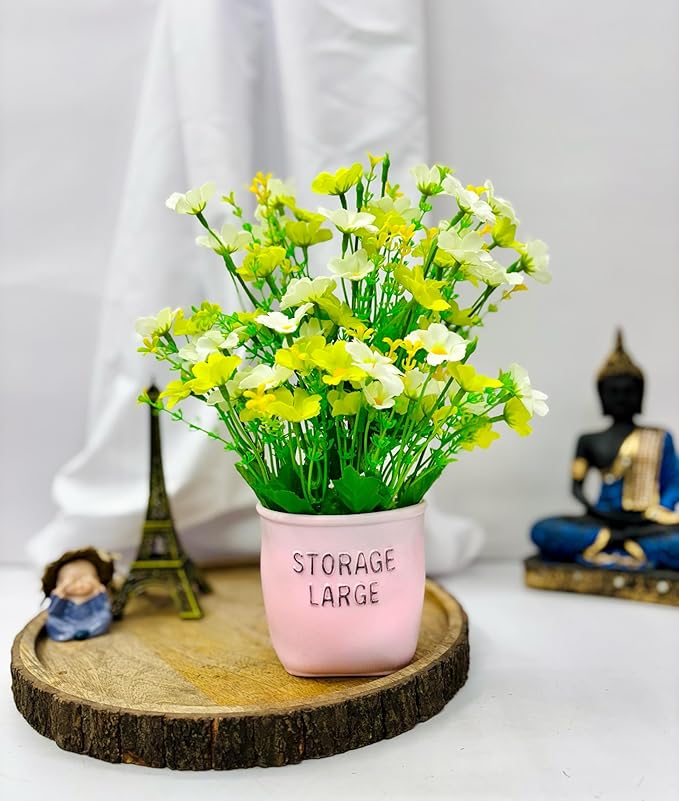 Dekoly Artificial Daisy Flower with Pot Fake Arrangements for Home Office Restaurant Table Decor Bedroom Living Room Bathroom Dining Room Tabletop Decor | Height : 30CM