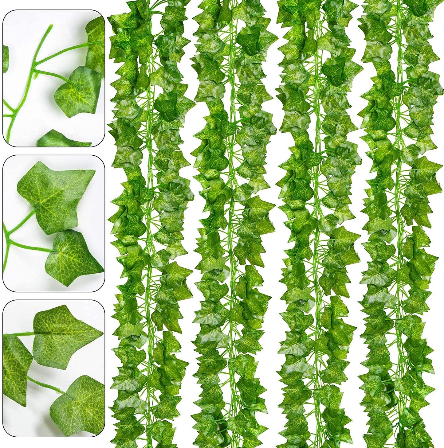 Dekorly Artificial Green Leaf Vine Money Plant Hanging, Artificial Ivy Leaves, Artificial Creeper Leaf Vine, Artificial Ivy Foliage, Ivy Wall Decor,Roof Decor | Each Plant 6 Feet (Green-B, 12)