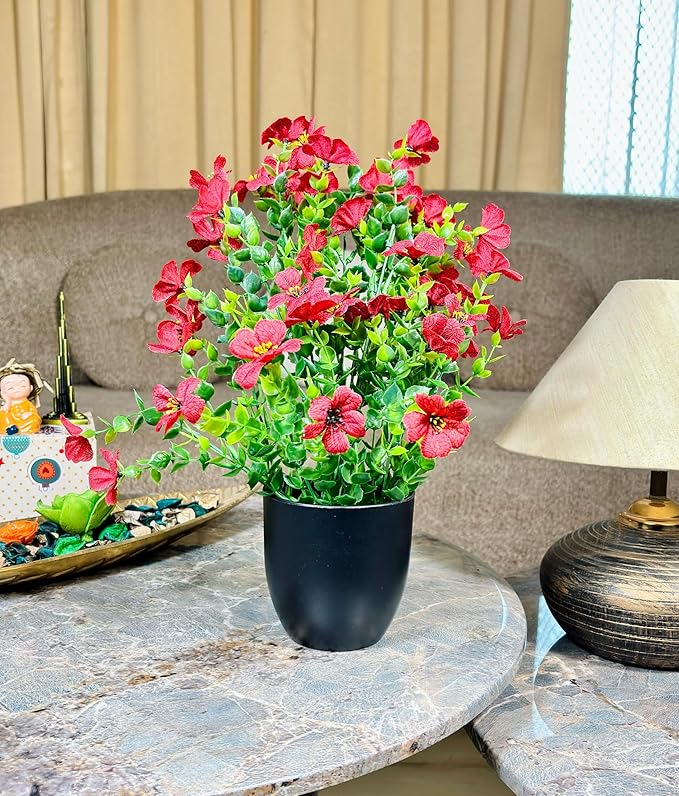 Dekorly Artificial Daisy Fern Flowers with BlackCool Pot in Fake Flowers Bouquet for Centerpiece Table Decorations Home Office Kitchen Decor | Height 30 CM