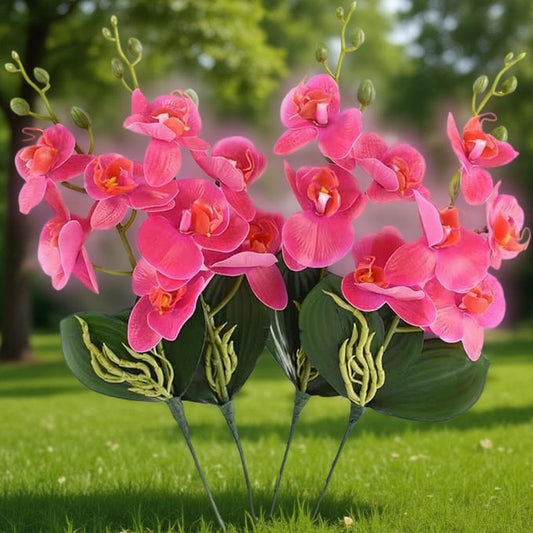Dekorly Artificial Phalaenopsis Orchid Flowers, Pink Silk, 15 Inch, 4 Pieces, Indoor Decorative Bouquets for Home, Office, Wedding, Party (Rose)