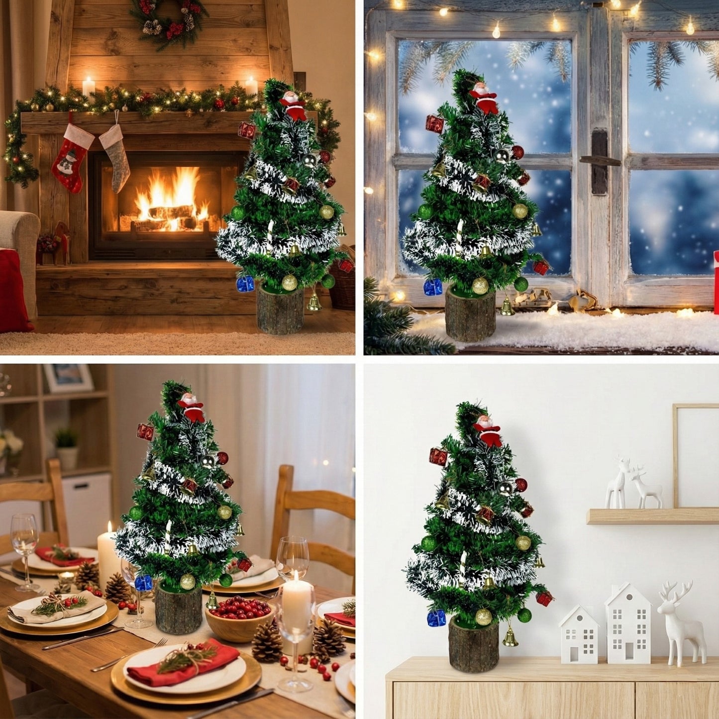 Dekorly Fully Decorated Tabletop Mini Christmas Tree (2 Ft.) - Prelit Artificial Desktop Tree with Ornaments, Perfect Xmas Decoration for Home & Office