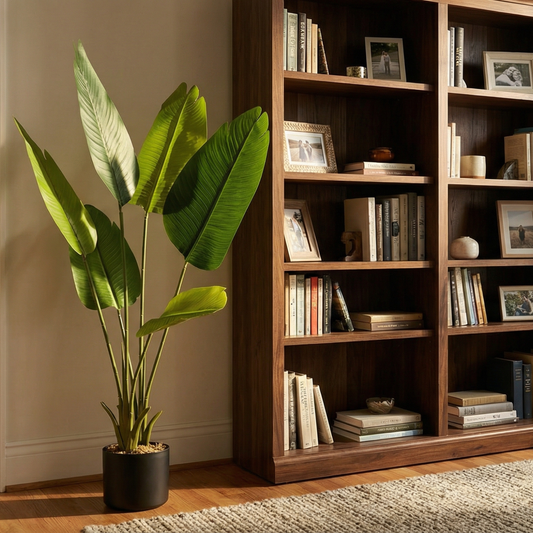 Dekorly 1 Pc 3'5 ft Artificial Banana Leaf Plant with Pot for Home Decor| Balcony | Garden| Bedroom| Living Room| Wedding Decoration (6 Leaves)