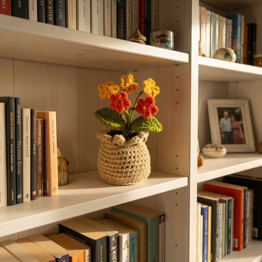 Dekorly Handmade Crochet Flower Pot Décor – Decorative Yarn Flower Arrangement for Home, Office & Gift Use (6 Inch Height)