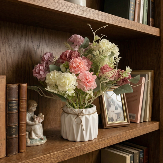 Dekorly Artificial Small Chrysanthemum Flowers Multicolor in Pot | Faux Flower Plant for Home Decor, Office Desk, Living Room Table, Bedroom Shelf Decoration