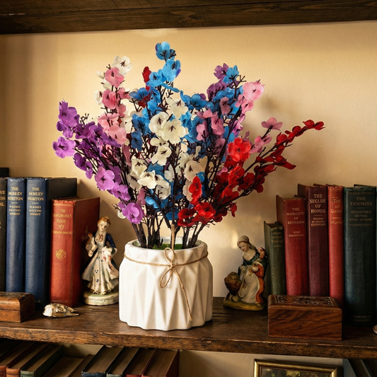 Dekorly Artificial Baby Breath Flowers Multicolor 18cm in Pot | Faux Flower Plant for Home Decor, Office Desk, Living Room Table, Bedroom Shelf Decoration