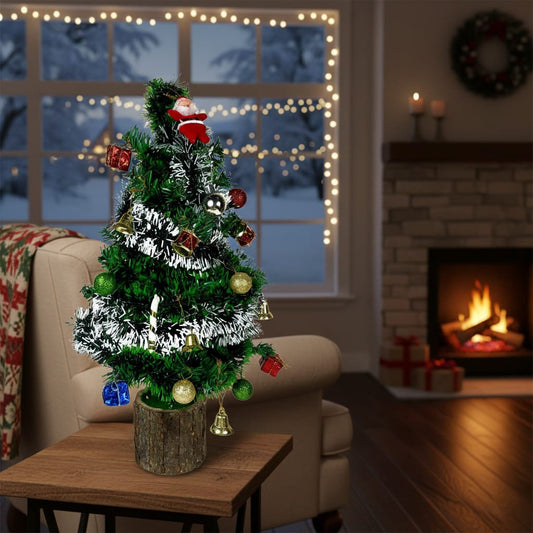 Dekorly Fully Decorated Tabletop Mini Christmas Tree (2 Ft.) - Prelit Artificial Desktop Tree with Ornaments, Perfect Xmas Decoration for Home & Office