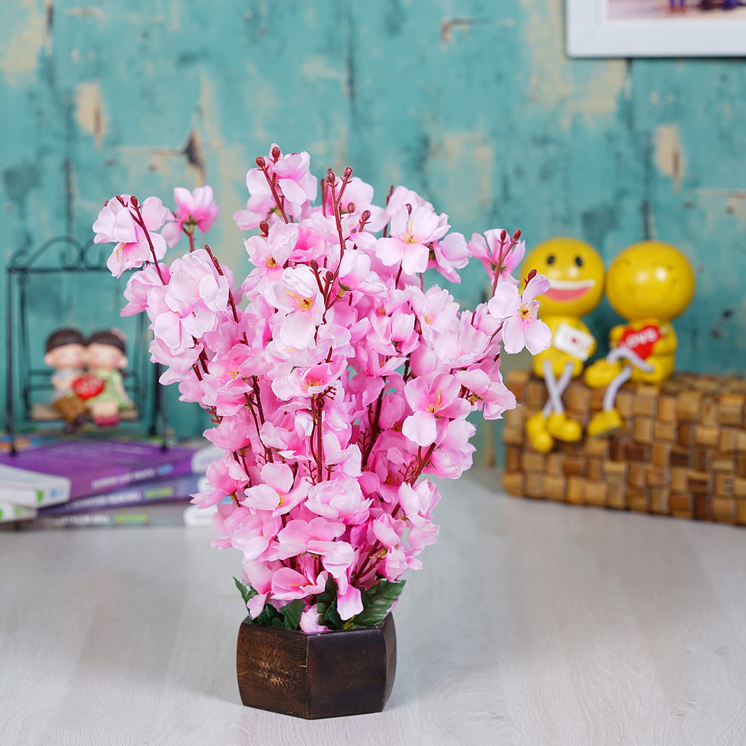 artificial indoor flowering plants Dekorly Faux Mini Flowers Indoor, Plastic Flowers, Small Fake Flowers-