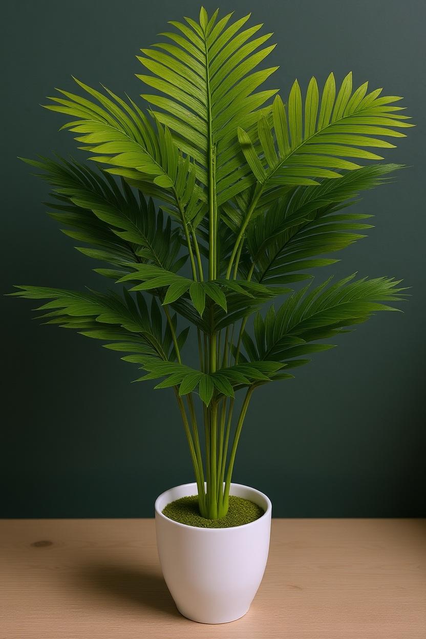 Dekorly Plastic Fake Plants Artificial Floor Plants Large Tropical Palm Tree Tall Monstera Plant in Pot Faux Plants for Indoor Outdoor Home (Areca | White Pot)