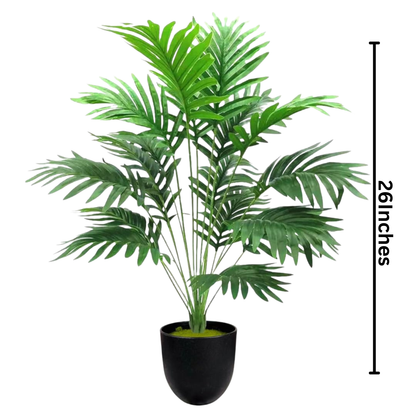 Dekorly Plastic Artificial Palm Plants Leaves Faux Turtle Leaf Fake Monstera Tropical Large Palm Tree Leaves Outdoor Leaf Decorations | 26Inch Plants(Areca Plant)