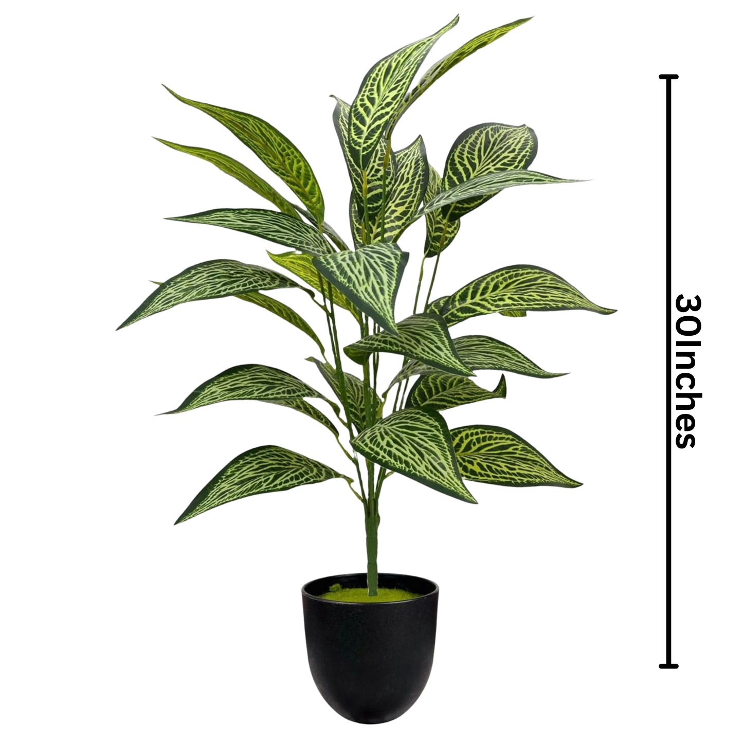 Dekorly Artificial Tropical Plant Zebra Leaf – 30 Inch Fake Palm Tree with 26 Leaves Indoor Decor