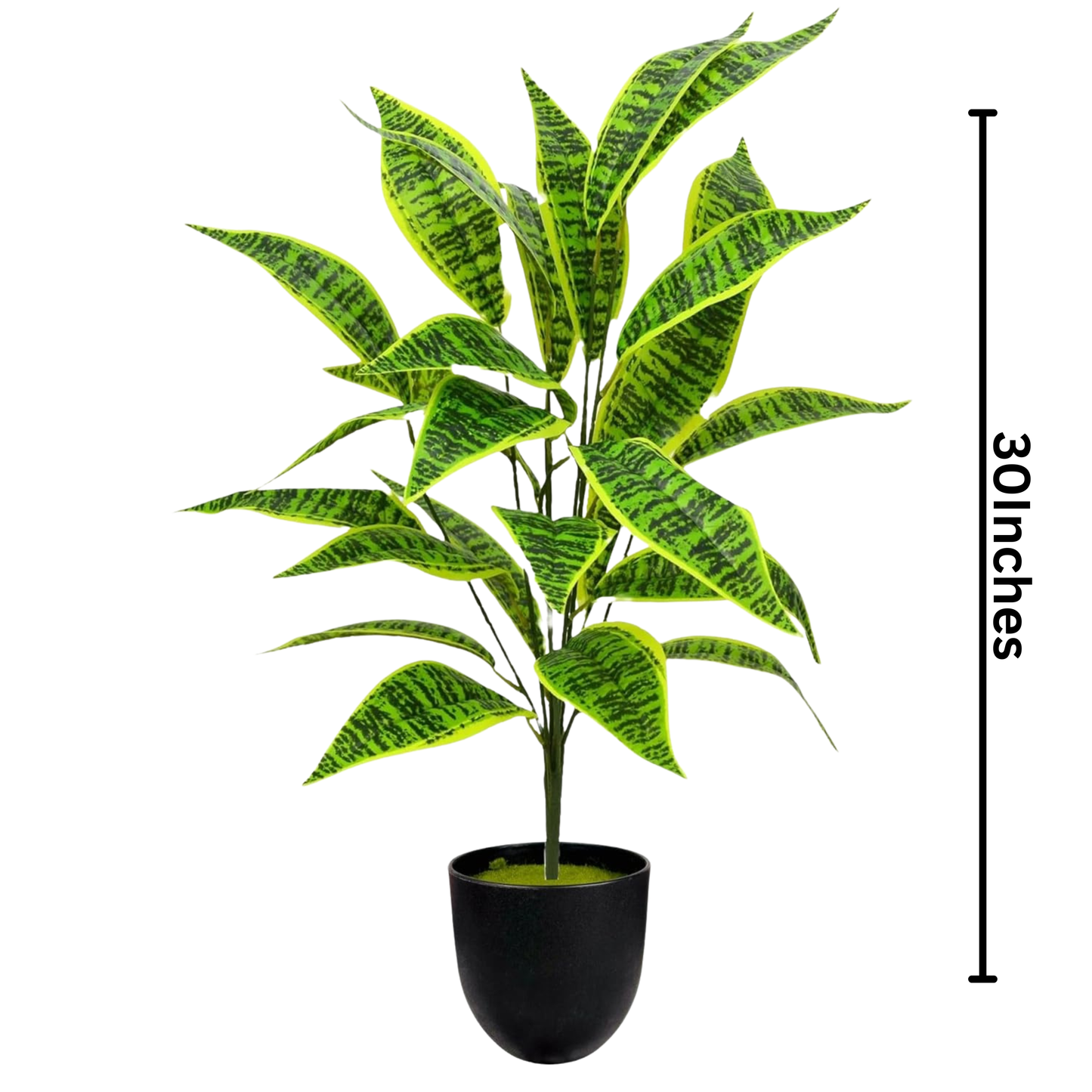 Dekorly Large Artificial Zebra Leaf Plant 26 Leaves – 30 Inch Fake Tropical Palm for Indoor Home Decor
