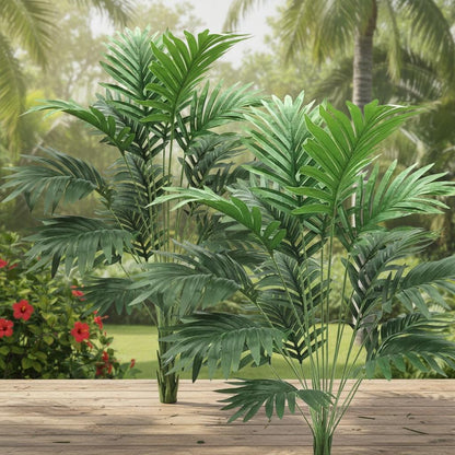 Dekorly Plastic Fake Plants Artificial Floor Plants Large Tropical Palm Tree Tall Monstera Plant in Pot Faux Plants for Indoor Outdoor Home (Areca | Without Pot), Green