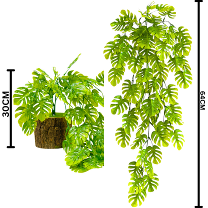 Dekorly Artificial Monstera Vine Plant – 30 cm Potted + 64 cm Hanging Vine Indoor & Outdoor Home & Office Décor