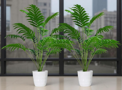 Dekorly Plastic Fake Plants Artificial Floor Plants Large Tropical Palm Tree Tall Monstera Plant in Pot Faux Plants for Indoor Outdoor Home (Areca | White Pot)