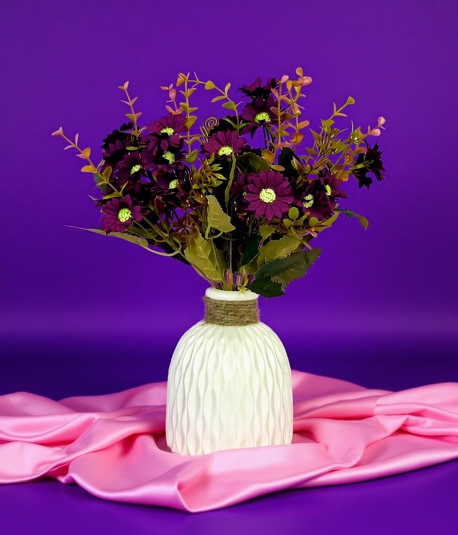 Dekorly Artifical Set of 2 Faux Daisy Flower Bunch Realistic Look – Ideal for DIY Bouquets, Table Décor, Crafts, Home Decor, Bedroom,Living Area and Office use Without vase