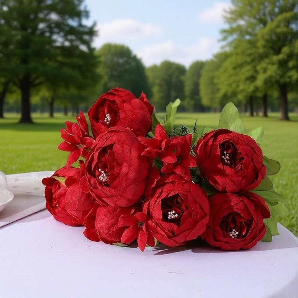 Dekorly Springs Flowers Artificial Silk Peony Bouquets Wedding Home Decoration