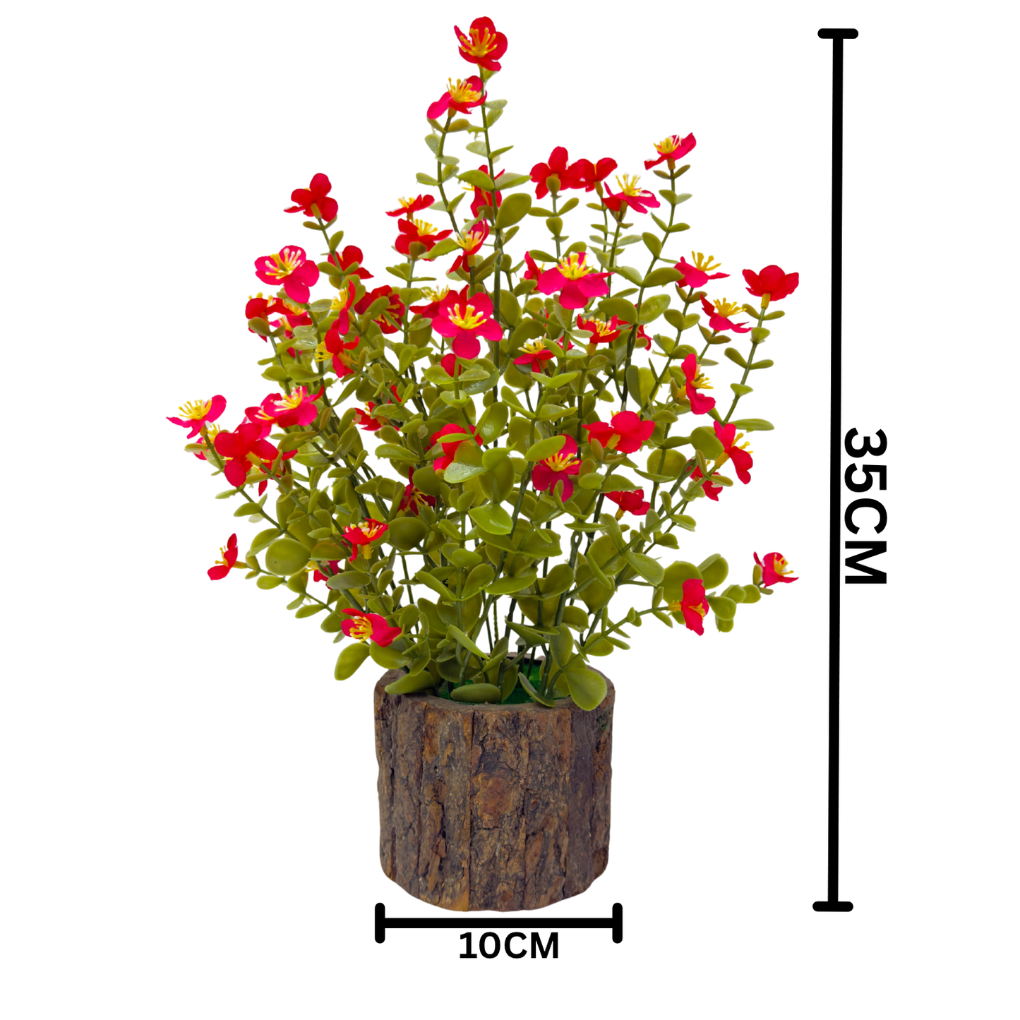 Dekorly Artificial Flower Fern Bush in Rustic Wood Pot|35 cm – Lifelike Blossom Faux Plant for Home & Office Décor