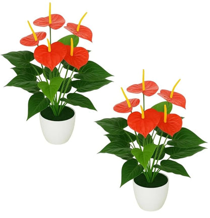 Dekorly Fake Plants Artificial Floor Plants Large Tropical Palm Tree Tall Monstera in Pot for Indoor Outdoor Home. (Anthurium Plant)