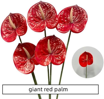 Dekorly Artificial Anthurium Flowers Real Touch Fake Flower for Table Centerpieces Arrangement and Bridal Wedding Festival Decor Flower Arrangement (Red, Height : 24Inch)