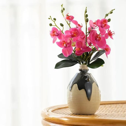 Dekorly Artificial Phalaenopsis Orchid Flowers, Pink Silk, 15 Inch, 4 Pieces, Indoor Decorative Bouquets for Home, Office, Wedding, Party (Rose)