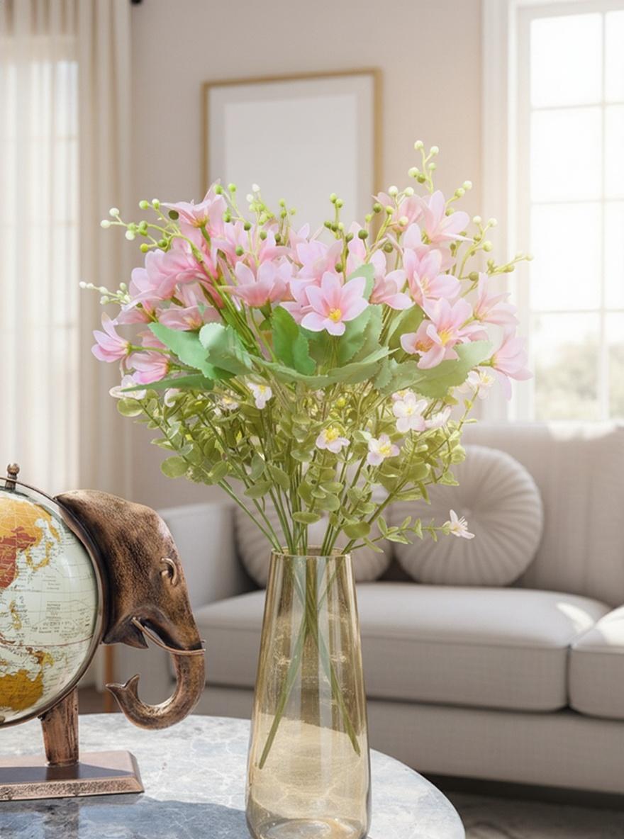 Dekorly Artifical Set of 2 Daisy Bunch Vintage Realistic Flowers for Home, Bedroom, Living Room & Office Decoration (Without Vase Pot) Variety of Colours