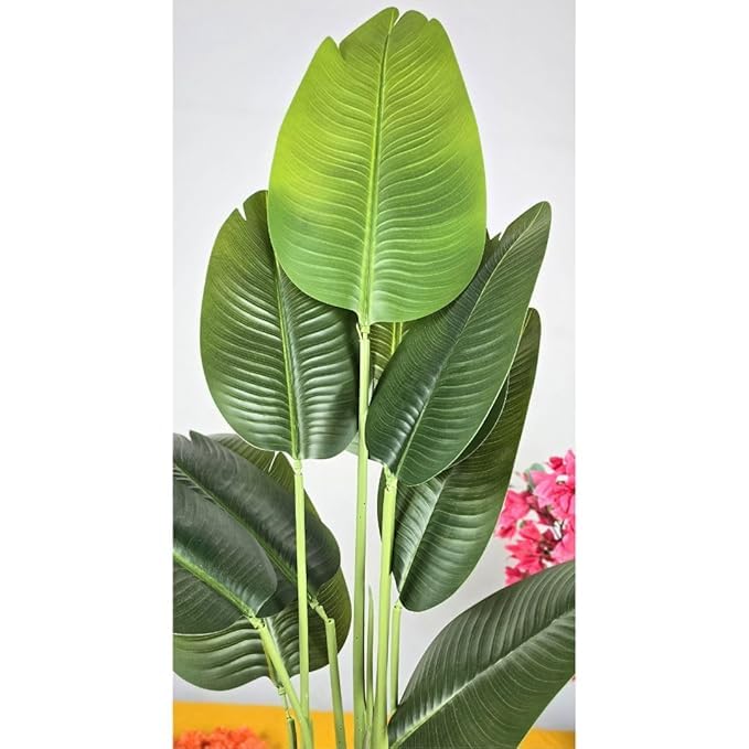 Dekorly 1 Pc 3'5 ft Artificial Banana Leaf Plant with Pot for Home Decor| Balcony | Garden| Bedroom| Living Room| Wedding Decoration (6 Leaves)
