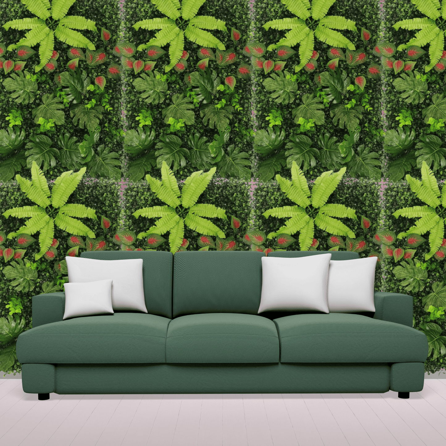 Dekorly Artificial Green Wall Panel with Mixed Tropical Leaves – Faux Greenery Wall Mat For Room | Living Room | Bedroom | Balcony Decor, 40x60Cm
