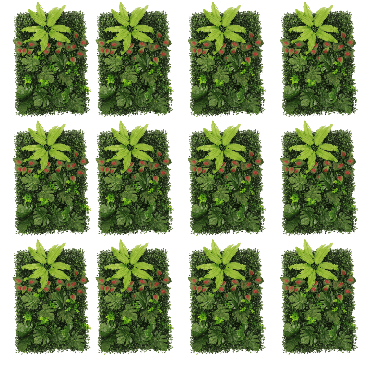 Dekorly Artificial Green Wall Panel with Mixed Tropical Leaves – Faux Greenery Wall Mat For Room | Living Room | Bedroom | Balcony Decor, 40x60Cm