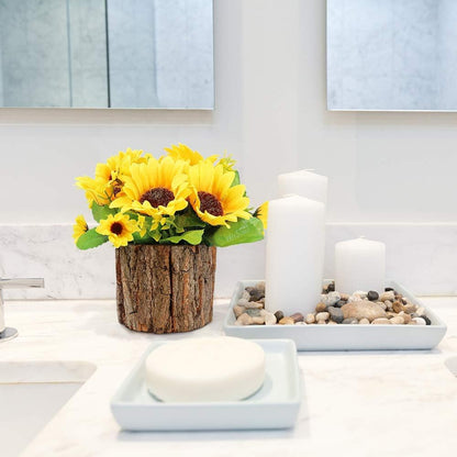 Dekorly Artificial Sunflowers, Fake Flowers/Fake Potted Plants Artificial Plants Indoors in Pots Yellow Decorative Artificial Flowers Indoors for Home Office (Yellow)