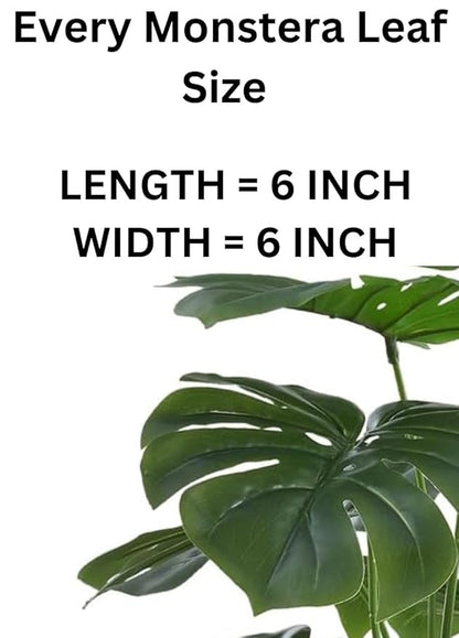 Dekorly Plastic Artificial Palm Plants Leaves Faux Turtle Leaf Fake Monstera Tropical Large Palm Tree Leaves Outdoor Leaf Decorations | 18 Leaves Plants | 26Inch Plants | with Blackpot (Green)