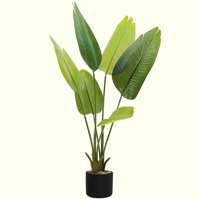 Dekorly 1 Pc 3'5 ft Artificial Banana Leaf Plant with Pot for Home Decor| Balcony | Garden| Bedroom| Living Room| Wedding Decoration (6 Leaves)