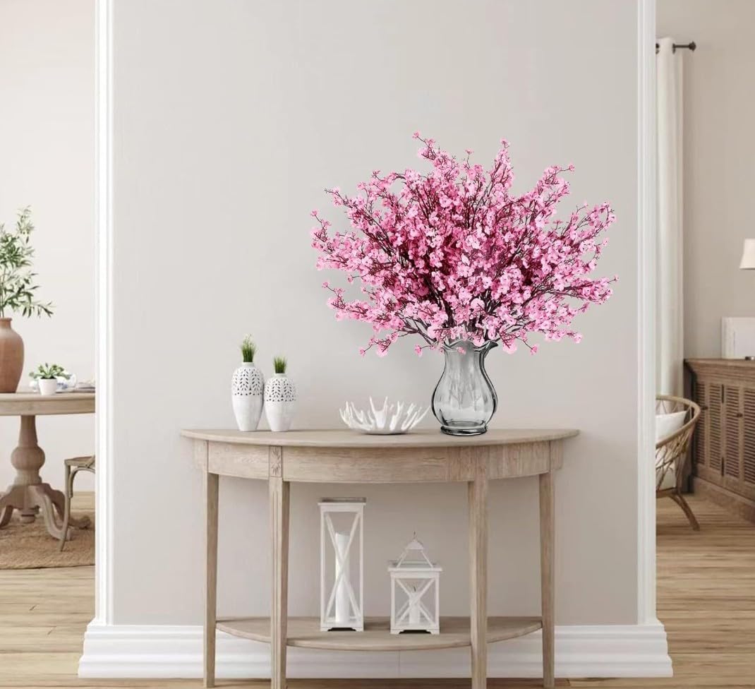 Dekorly Artificial Baby's Breath Gypsophila Flower Bunch for Home Decoration | Flowers for Vases| Decoration Items for Living Room|Home Decor|Diwali Decor|Chritmas (5 Pcs)