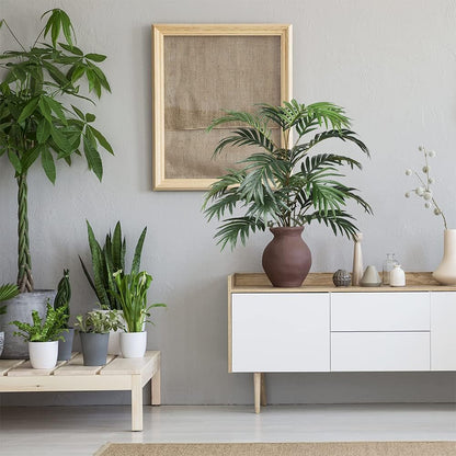 Dekorly Plastic Fake Plants Artificial Floor Plants Large Tropical Palm Tree Tall Monstera Plant in Pot Faux Plants for Indoor Outdoor Home (Areca | Without Pot), Green