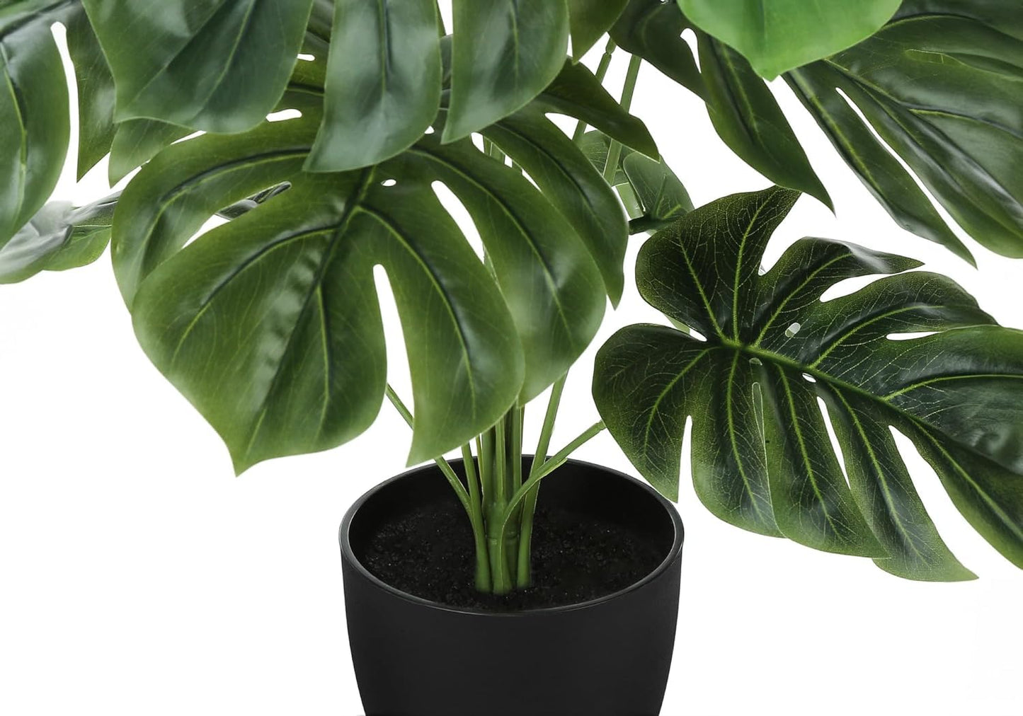 Dekorly Plastic Artificial Palm Plants Leaves Faux Turtle Leaf Fake Monstera Tropical Large Palm Tree Leaves Outdoor Leaf Decorations | 18 Leaves Plants | 26Inch Plants | with Blackpot (Green)
