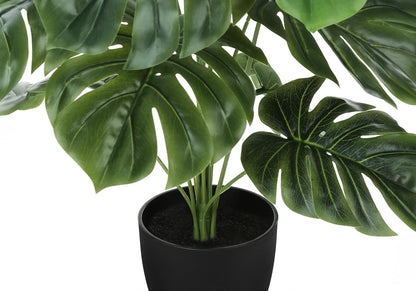 Dekorly Plastic Artificial Palm Plants Leaves Faux Turtle Leaf Fake Monstera Tropical Large Palm Tree Leaves Outdoor Leaf Decorations | 18 Leaves Plants | 26Inch Plants | with Blackpot (Green)