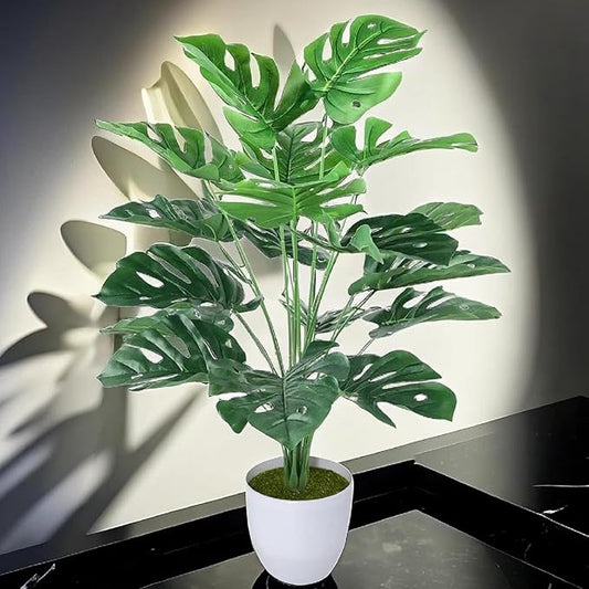 Dekorly Fake Plants Large Artificial Tree Monstera Faux Areca Palm Plants in Pot Tall (Green)