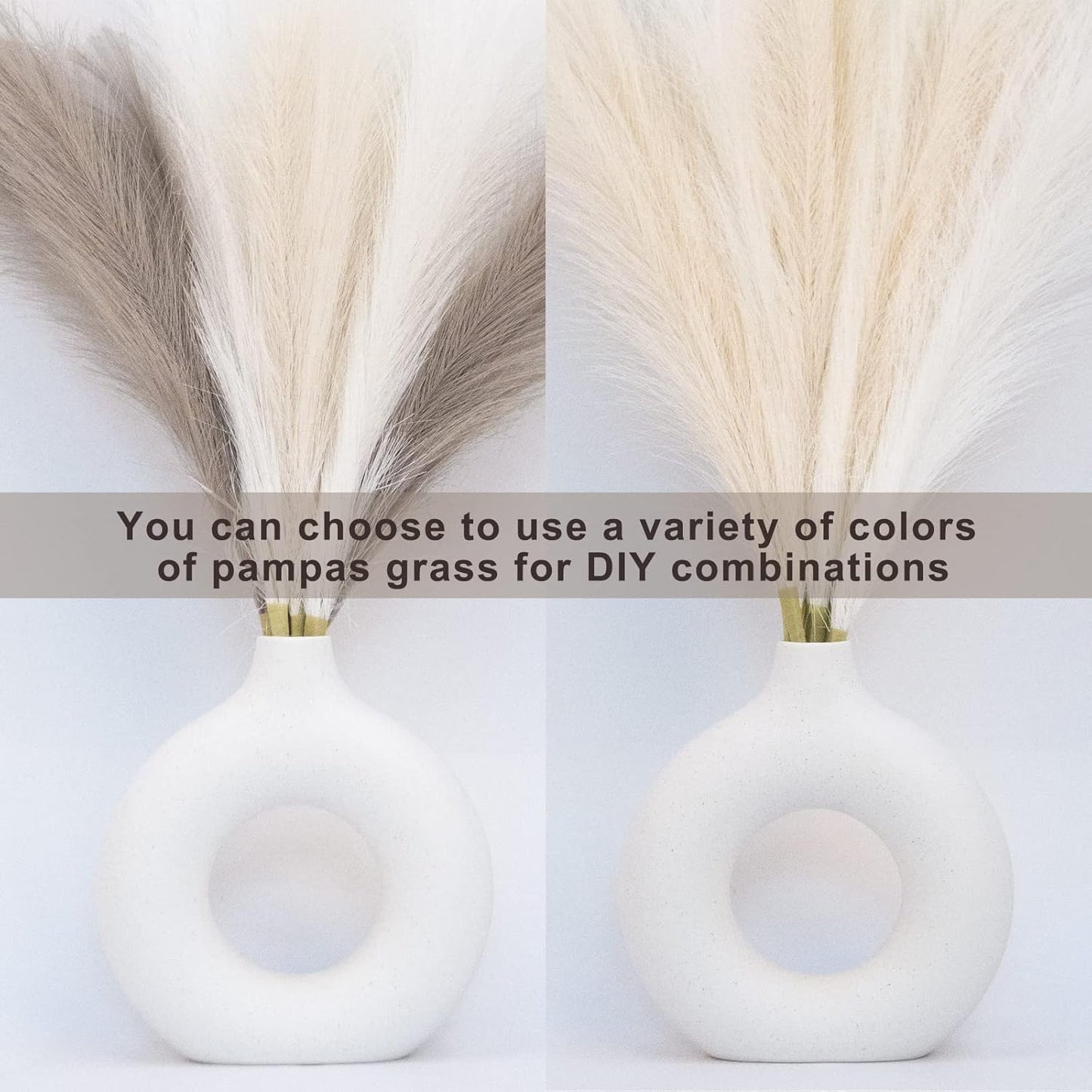 Dekorly 3 Pcs Small Faux Pampas Grass | Fluffy Artificial Flowers for Home Decor, Office, Bedroom, Wedding & Festival Décor | Leaves & Grass Arrangement (41 cm)(Pack of 3)