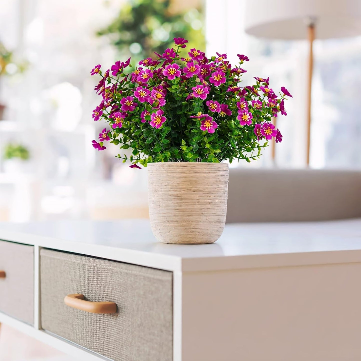 Dekorly Artificial Daisy Flowers Faux Plants Shrubs Plastic Greenery UV Protected for Living Room House Wall Window Porch Office Wedding Decor