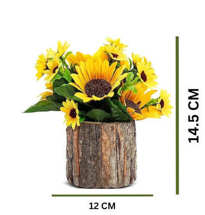 Dekorly Artificial Sunflowers, Fake Flowers/Fake Potted Plants Artificial Plants Indoors in Pots Yellow Decorative Artificial Flowers Indoors for Home Office (Yellow)