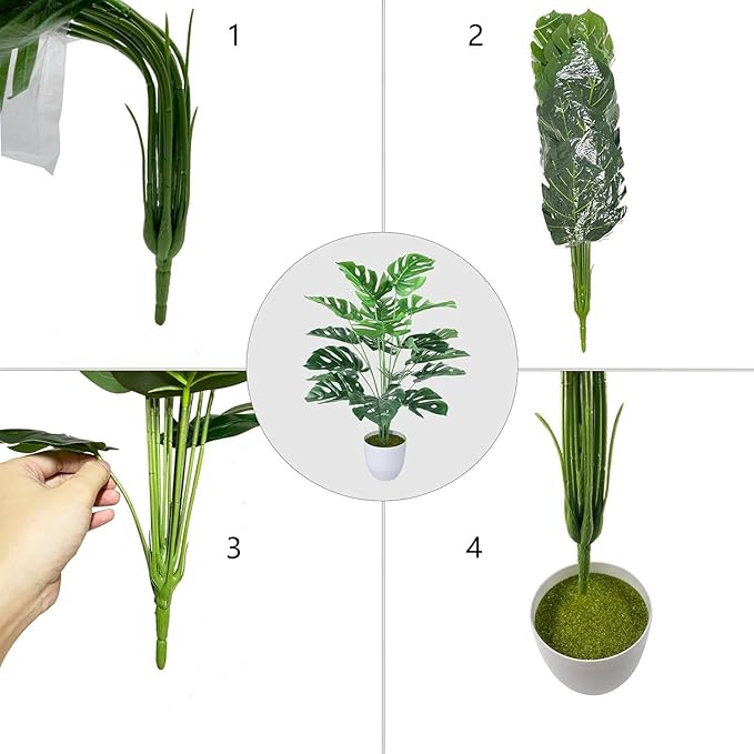 Dekorly Fake Plants Large Artificial Tree Monstera Faux Areca Palm Plants in Pot Tall (Green)