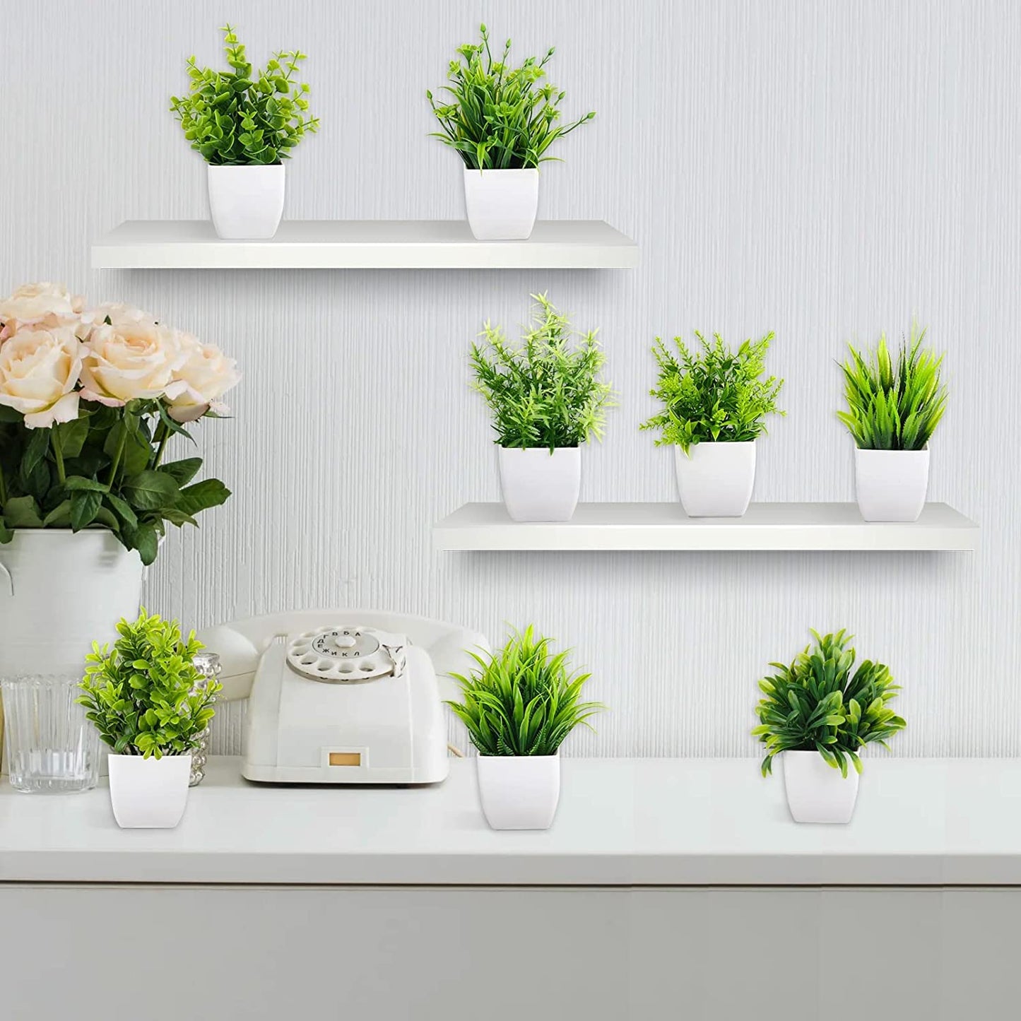 Dekorly Artificial Potted Plants, Eucalyptus Plants Small Indoor Potted Houseplants